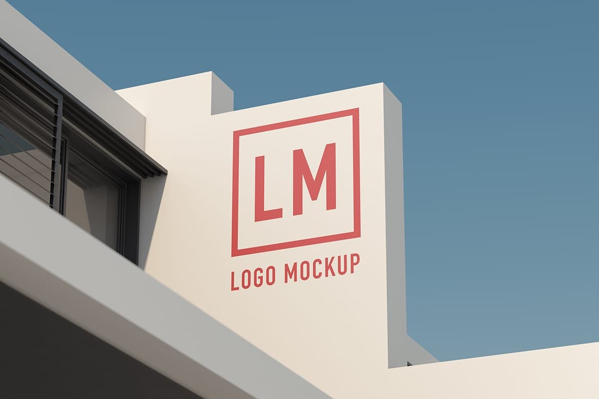 Logo on the office building Mockup