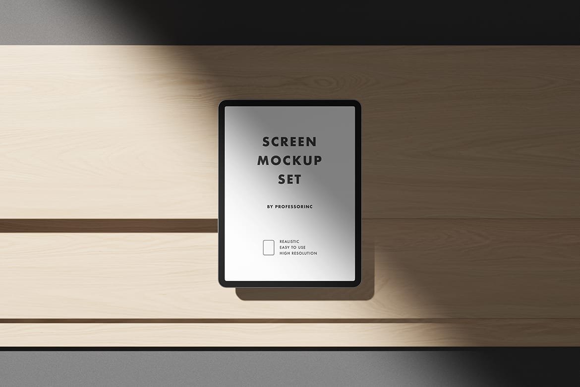 Portrait iPad Pro Mockup in a minimalist modern style.