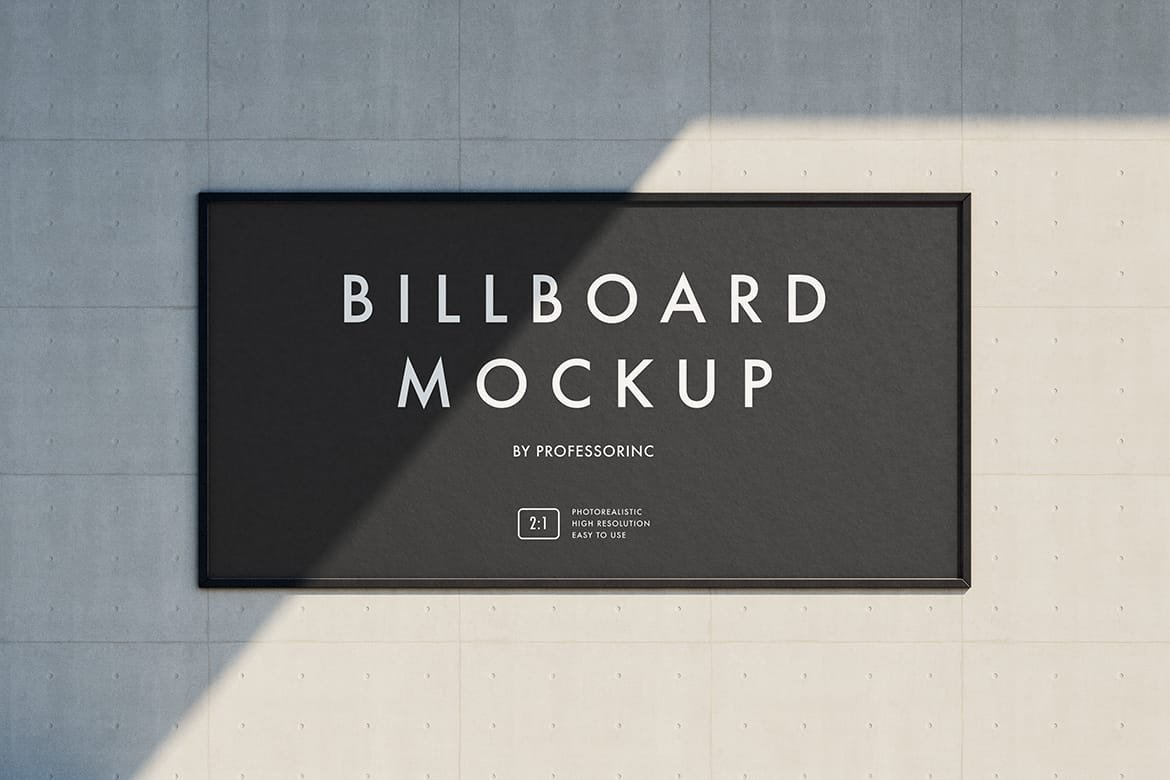 Billboard on the concrete wall mockup set