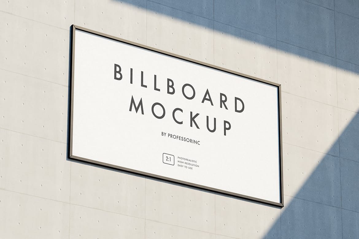 Realistic 2x1 Billboard Mockup
