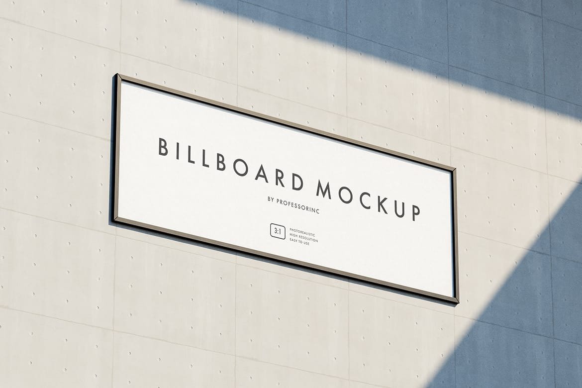 Realistic 3x1 Billboard Mockup