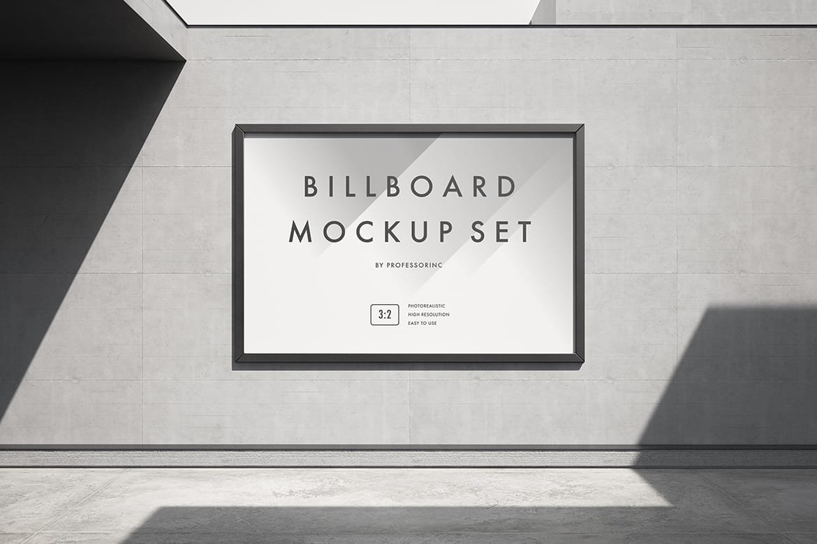 3×2 (300×200 cm, 16-sheet) Billboard on the concrete wall mockup