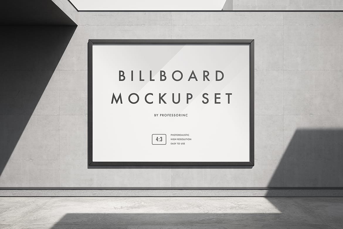 4×3 (400×300 cm, 32-sheet) Billboard on the concrete wall mockup