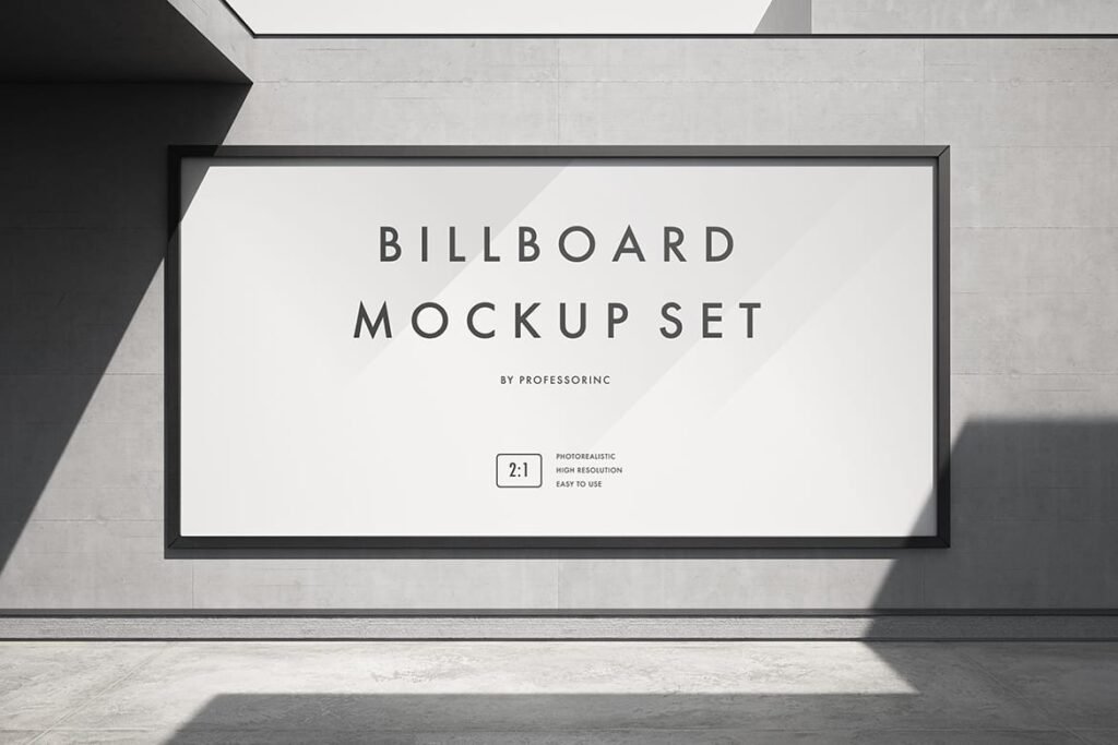 Realistic 2x1 Billboard Mockup