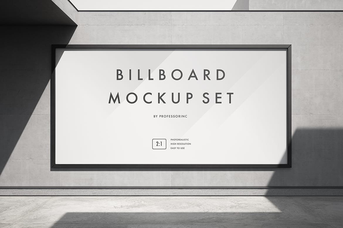 2×1 (600×300 cm, 48-sheet) Billboard on the concrete wall mockup