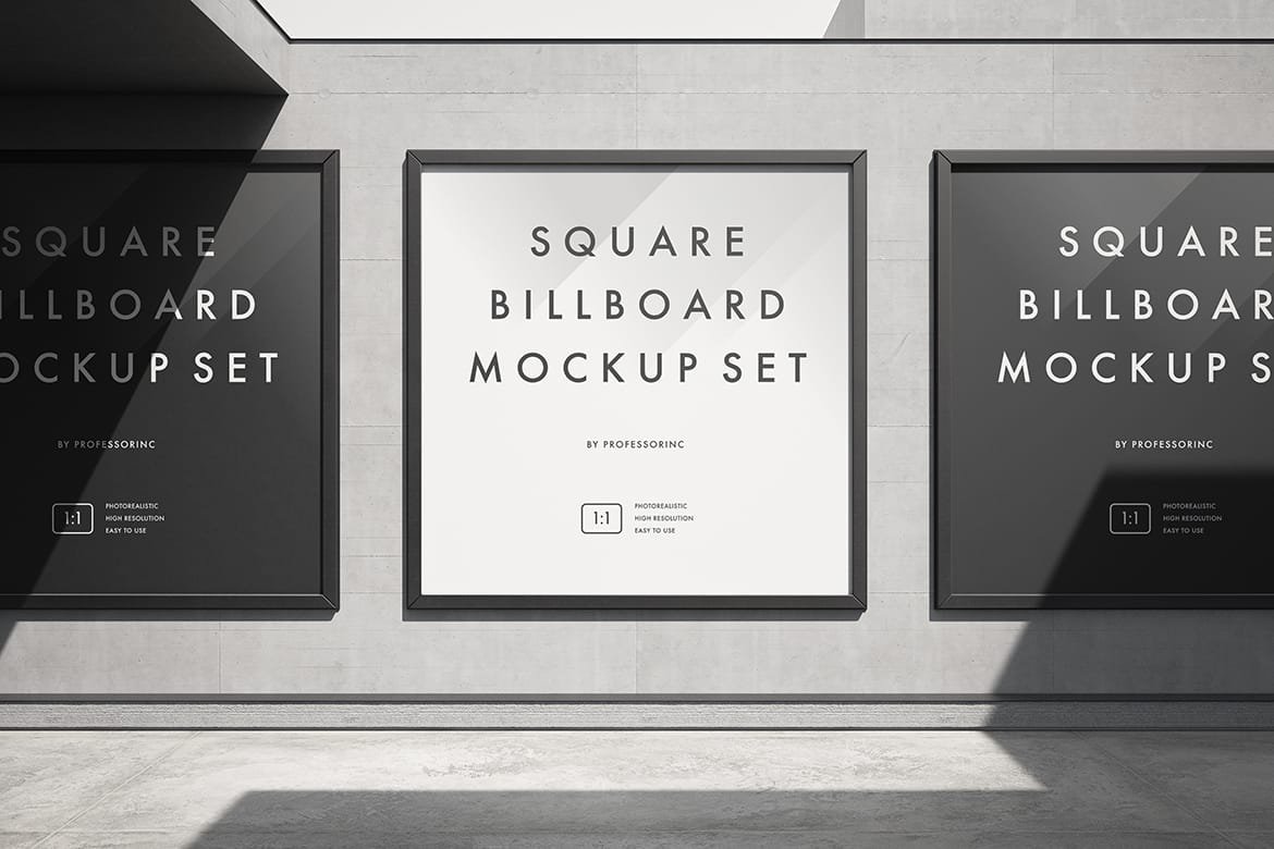 Realistic Square Billboard Mockup