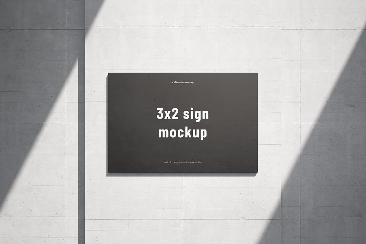 3×2 sign on the concrete wall mockup