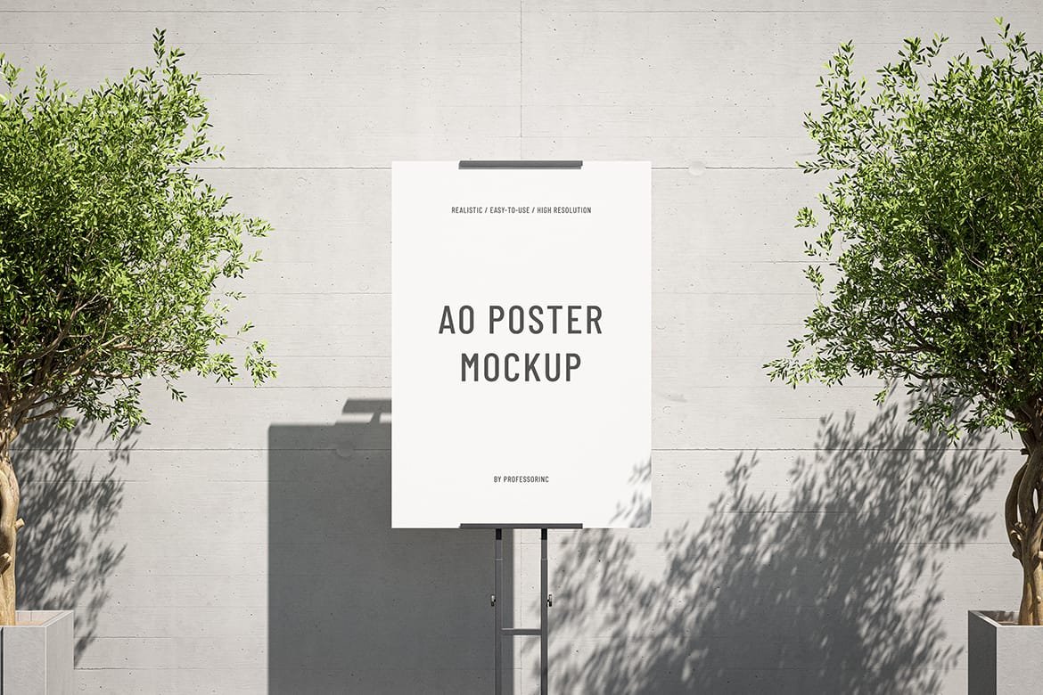 High resolution A0 Poster Mockup with metal stand