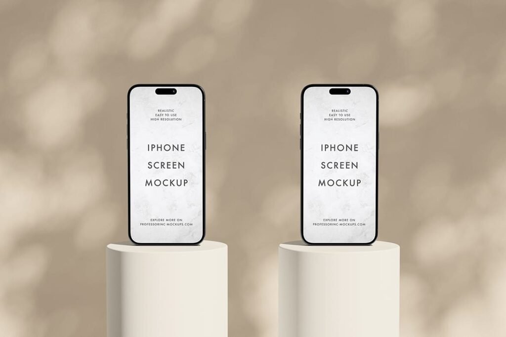 Two iPhones 15 screen mockup