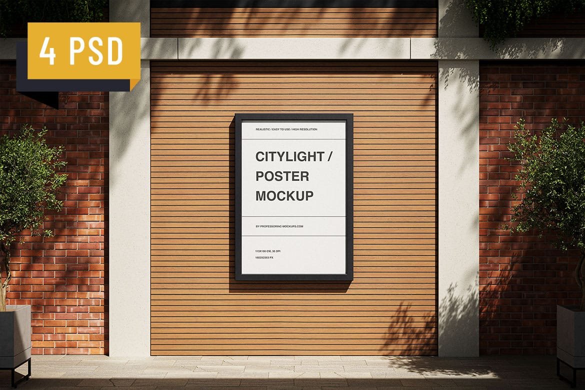 Poster on the wall mockup set preview
