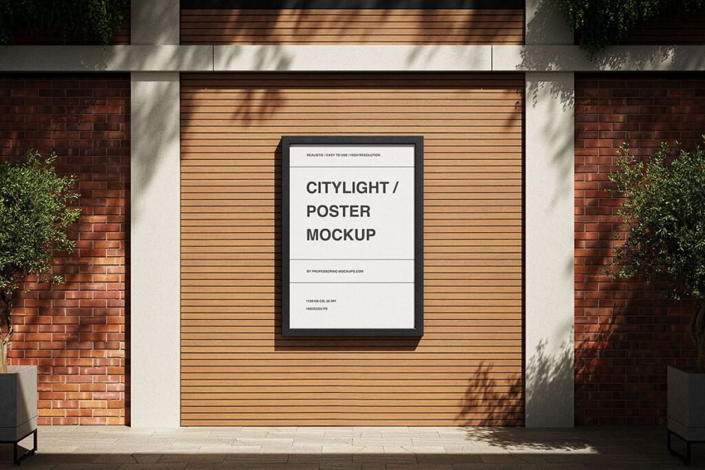 Poster on the wall mockup preview