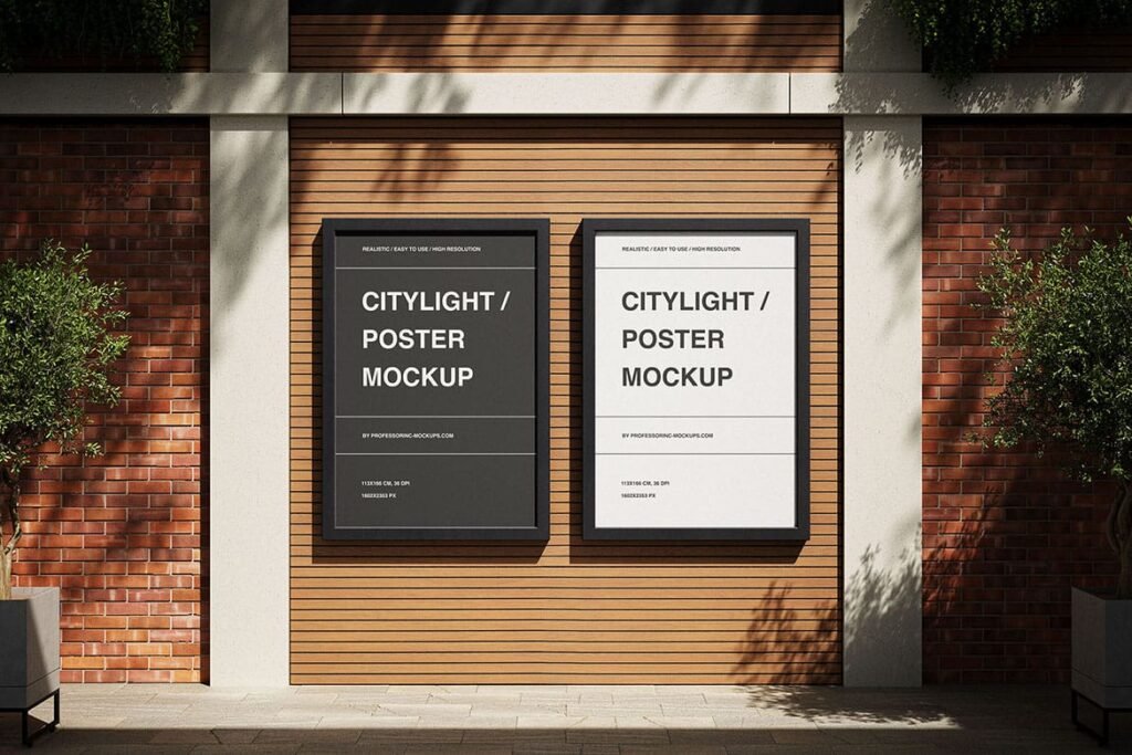 Two posters on the brick wall mockup preview