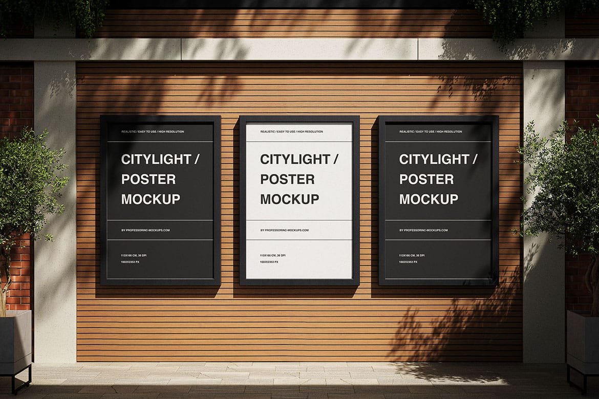 Three Outdoor Citylights / Posters Mockup