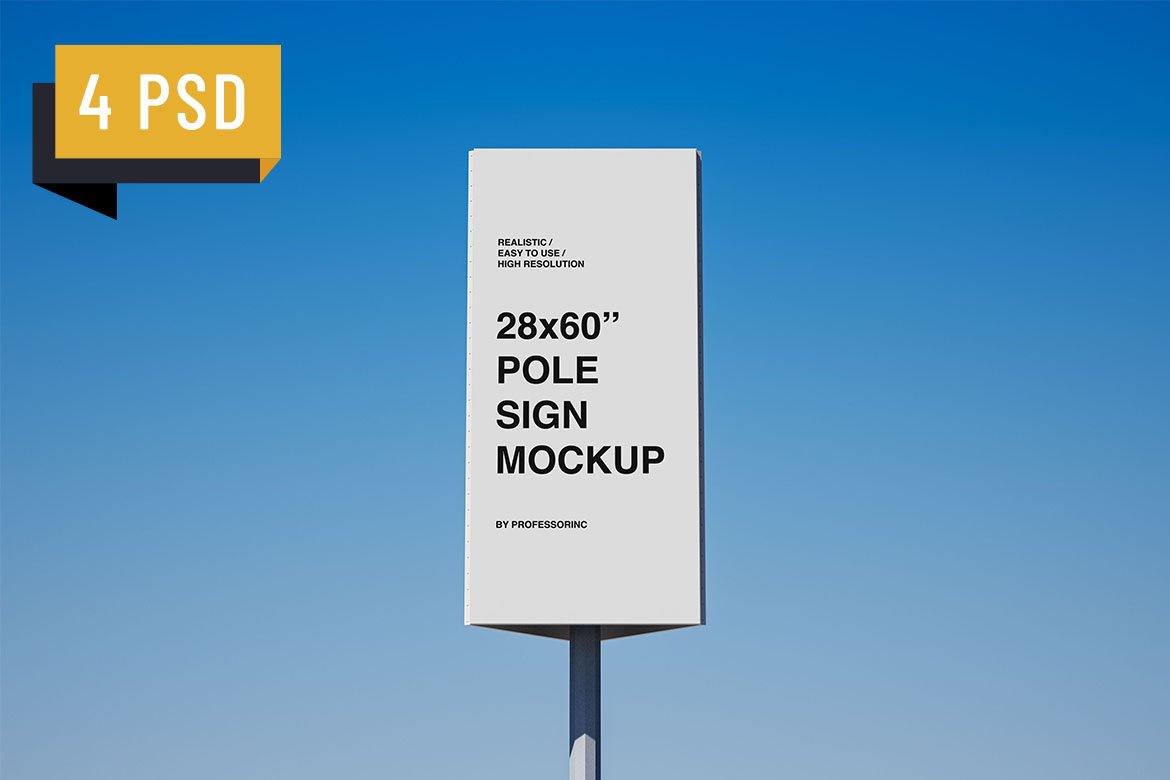 Pole Sign Mockup Set