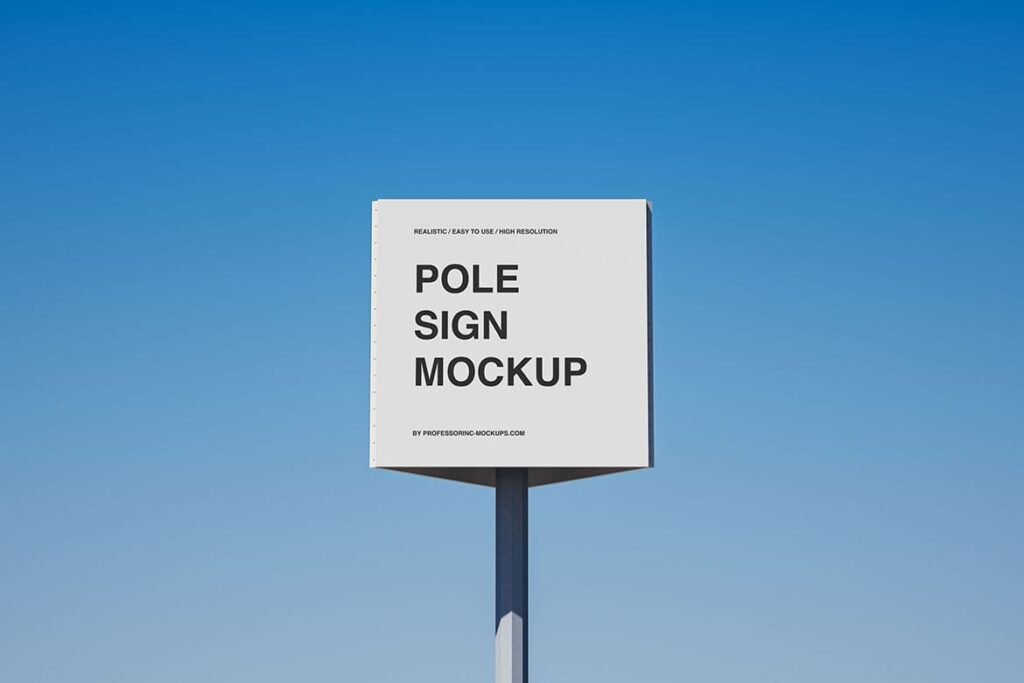 High resolution outdoor pole sign mockup preview