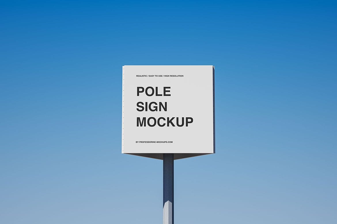 Square Pole Sign Mockup Set
