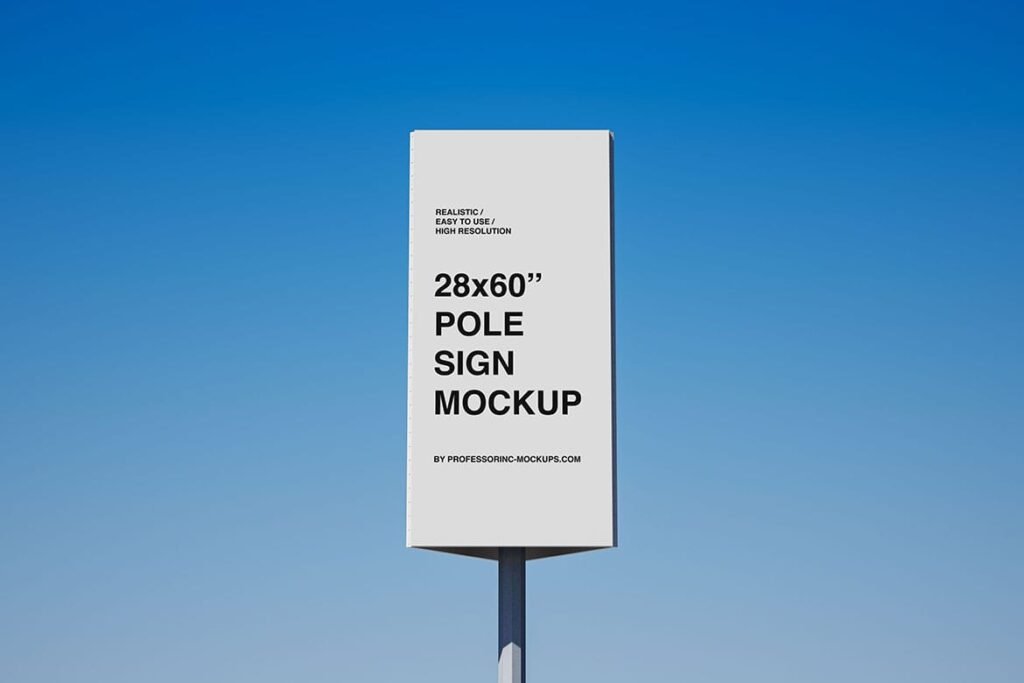 Portrait outdoor pole sign mockup