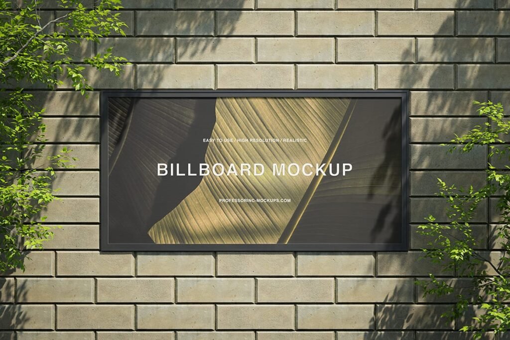 Outdoor billboard on the wall mockup preview