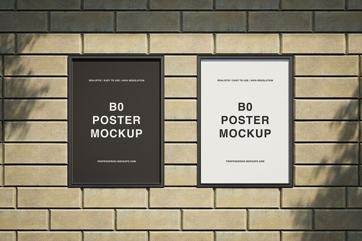 Two posters on the brick wall mockup