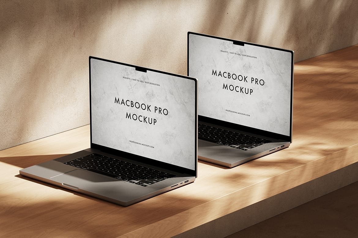 Two realistic MacBooks mockup