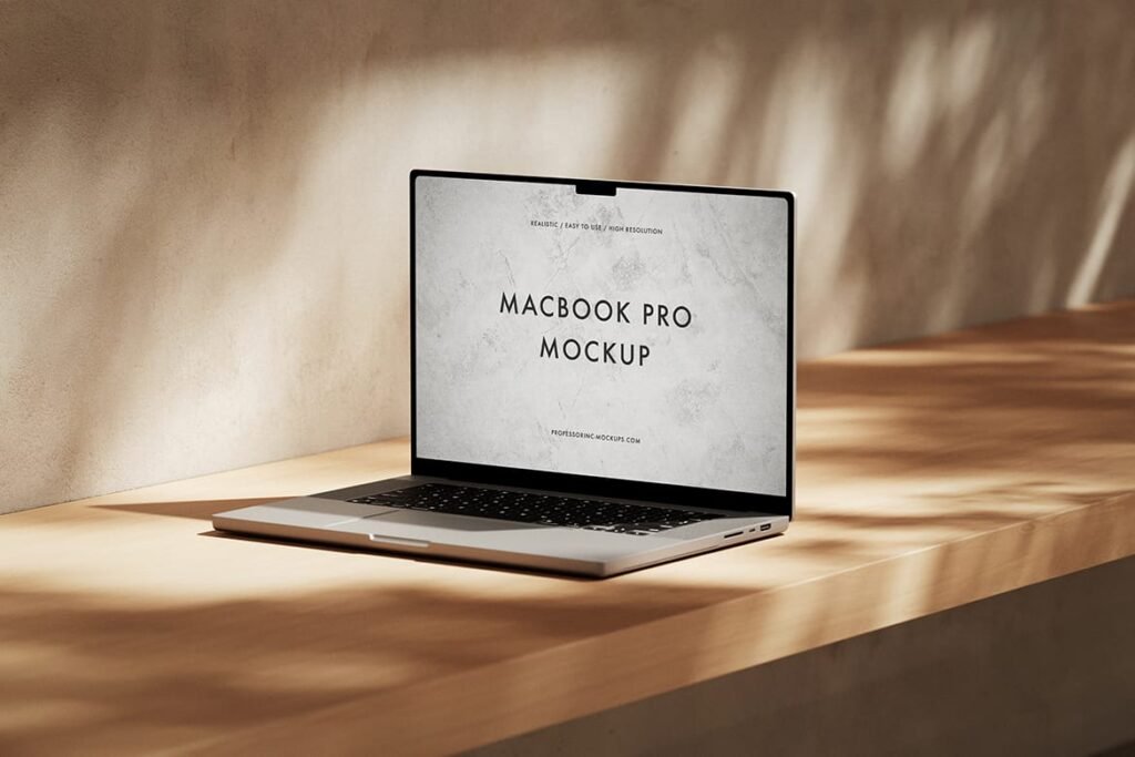 High resolution outdoor macbook mockup