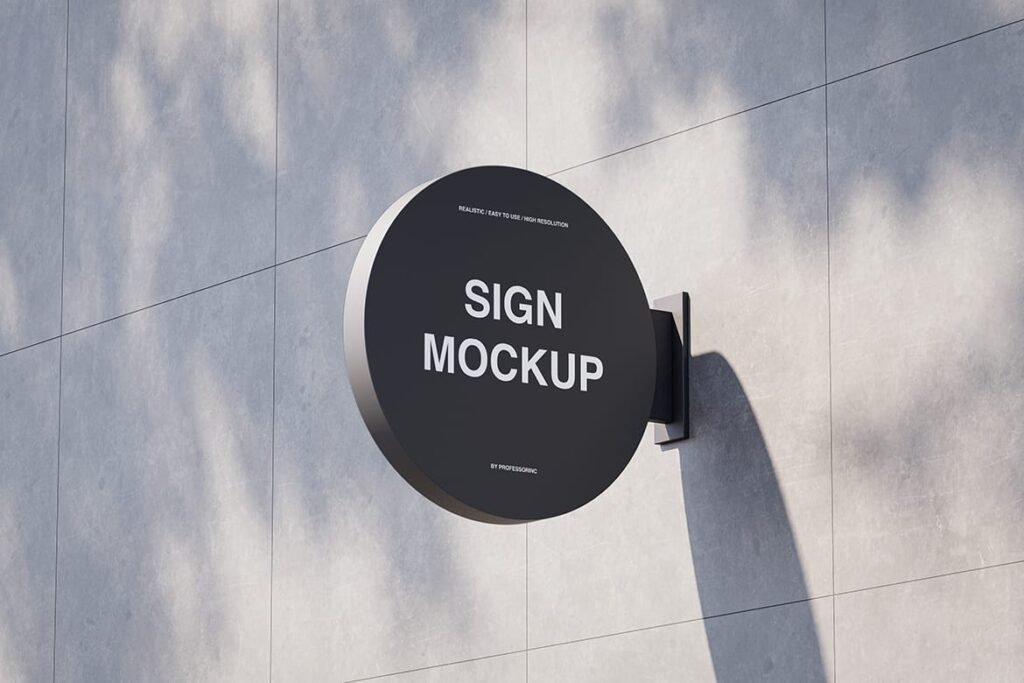Round Shop Sign Mockup