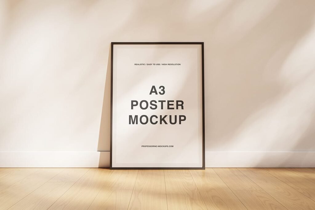 A3 poster on the floor mockup preview