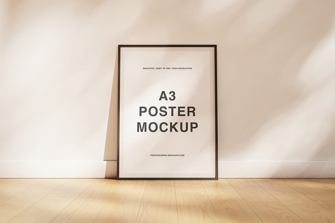 A3 poster on the floor mockup preview