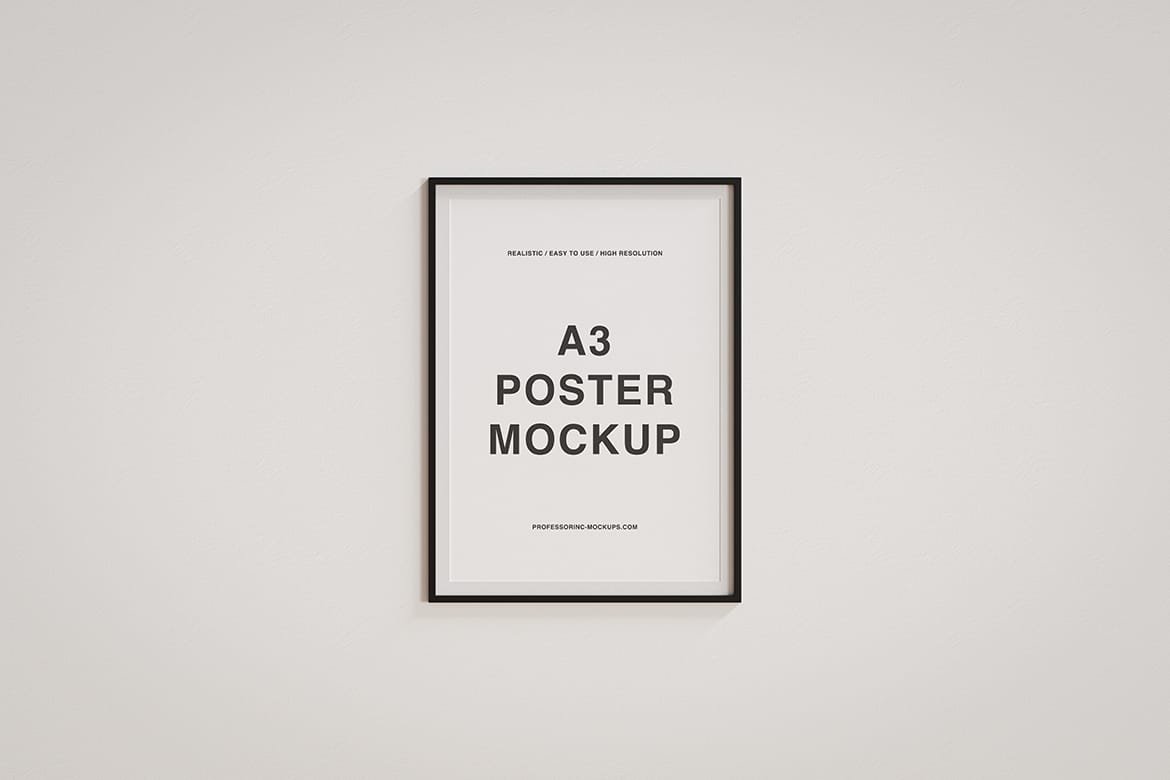 A3 poster. on the wall mockup