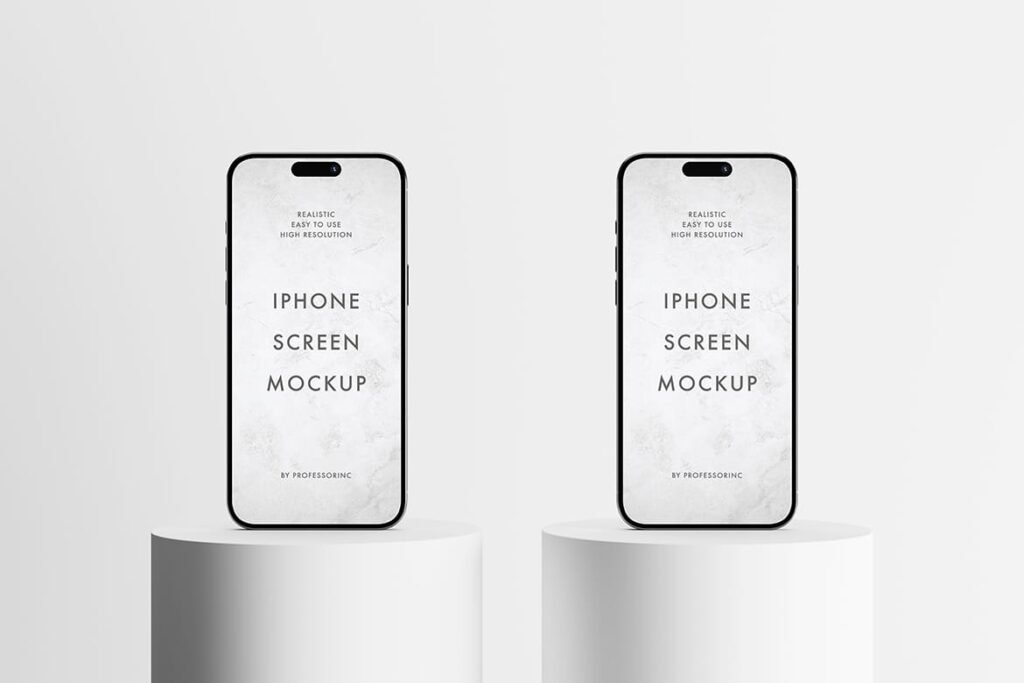 Realistic scene with two iPhone 15 Pro Max Mockup