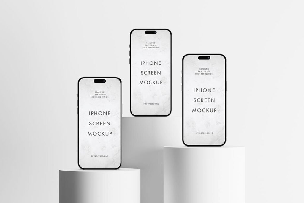 Three iPhones 15 Pro Max Mockup scene