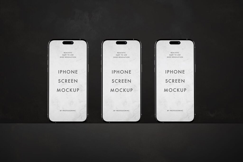 Three iPhones scene mockup