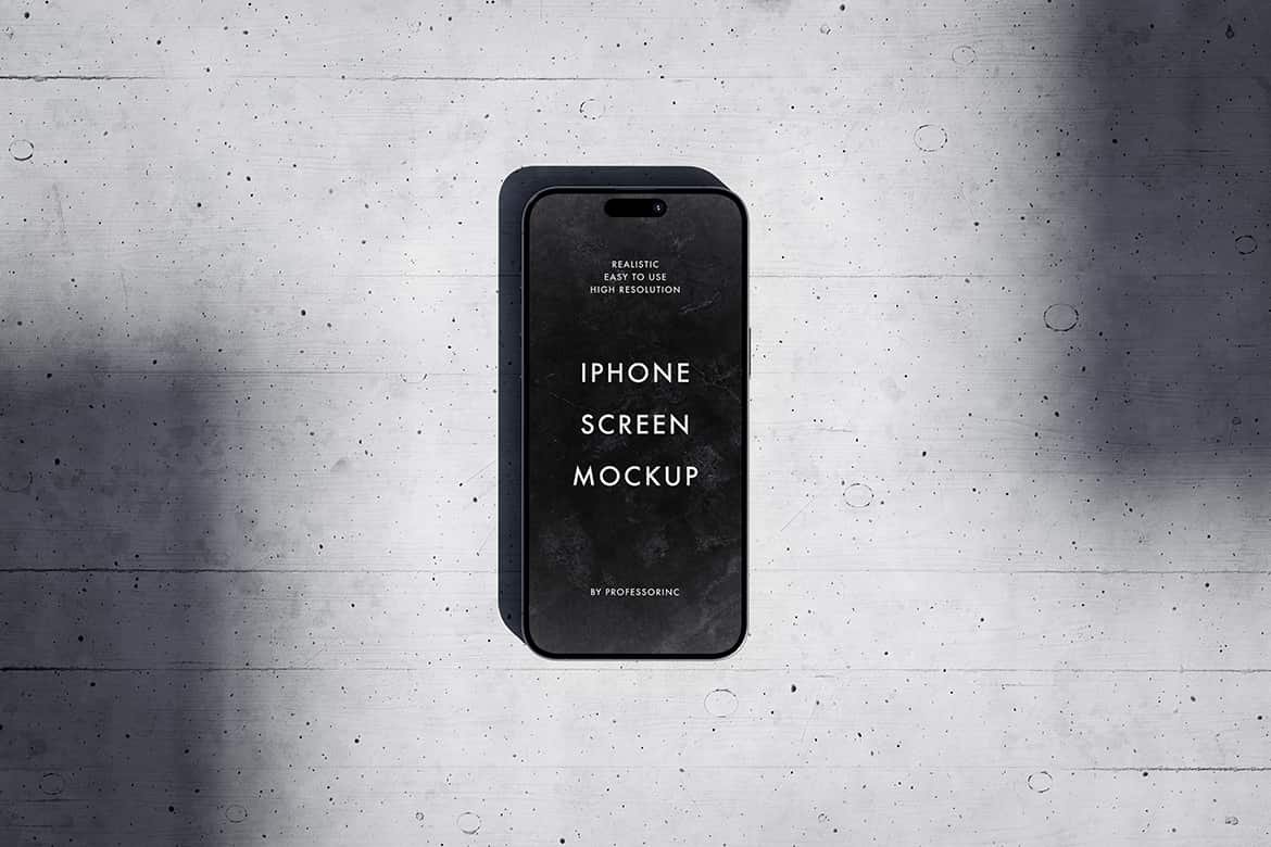 iPhone on the concrete background mockup