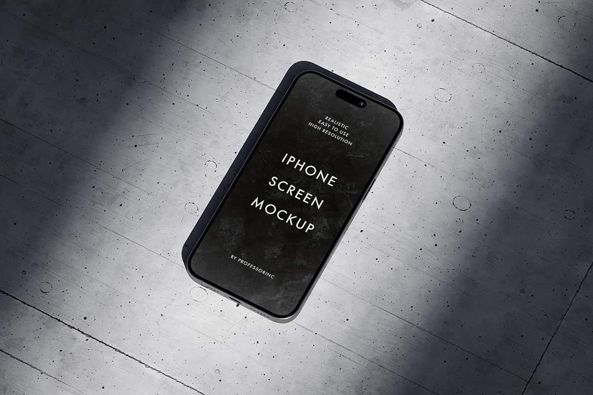 Apple iPhone 15 on the concrete background mockup