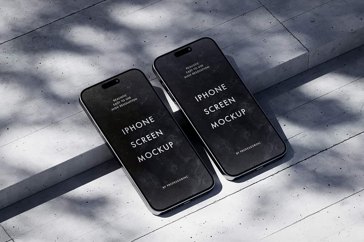 Mockup scene with two iPhones 15 Pro Max