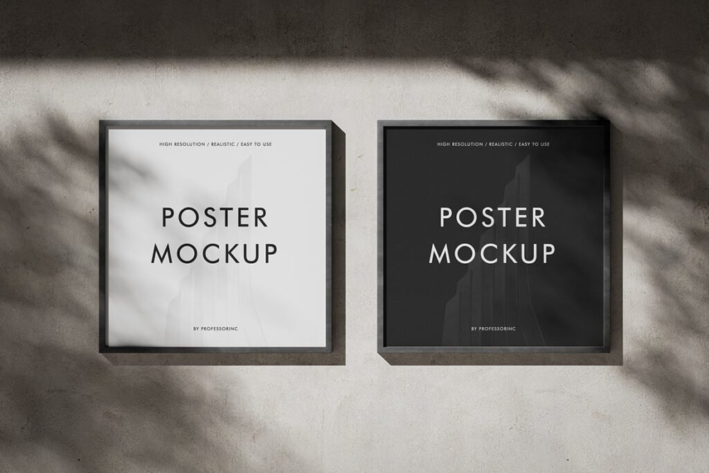 Two Framed Square Posters Mockup