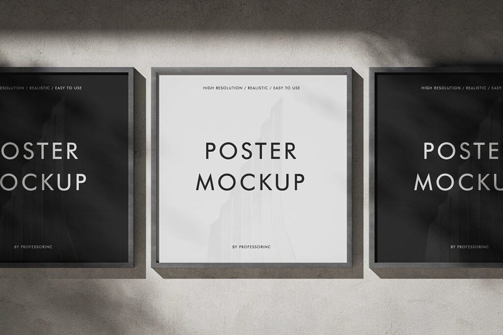 High resolution Framed Square Poster Mockup