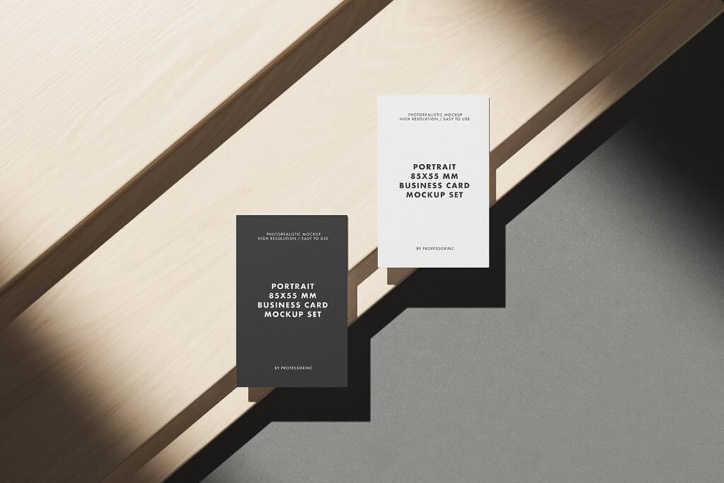 Two Portrait Business Cards Mockup